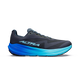 A single Altra running shoe shown in profile against a plain white background. The shoe features a dark gray and black upper with a thick, vibrant midsole that transitions from royal blue to bright cyan. - Altra Experience Flow 3 Shoes (Men's) - Black/Black/Bluefish