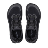A pair of black and dark gray athletic trail running shoes shown from a top-down view on a solid white background. - Altra Olympus 7 Shoes (Men's) - Black/Dark Shadow/Black