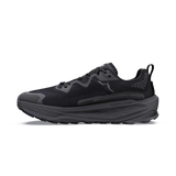 A black athletic sneaker with a chunky, layered sole and a small gray logo on the side, shown in profile against a plain white background. - Altra Olympus 7 Shoes (Men's) - Black/Dark Shadow/Black