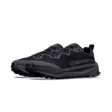 A pair of black and dark gray trail running shoes with a rugged sole, shown from a side profile view on a white background. - Altra Olympus 7 Shoes (Men's) - Black/Dark Shadow/Black