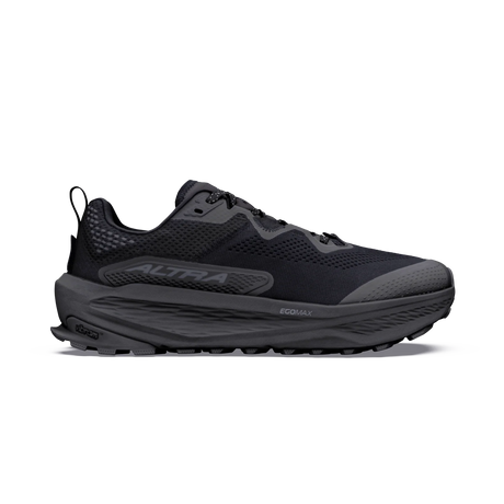 A black and dark gray Altra running shoe shown from the side against a plain white background. - Altra Olympus 7 Shoes (Men's) - Black/Dark Shadow/Black