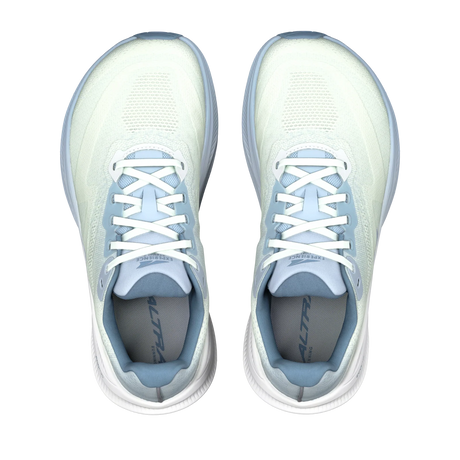 A pair of light blue and white running shoes shown from a top-down view on a plain white background. - Altra Experience Flow 3 Shoes (Women's) - Ice/Niagra Mist