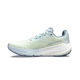 A single Axiom running shoe in a very pale mint green and light blue colorway, shown from the side against a plain white background. - Altra Experience Flow 3 Shoes (Women's) - Ice/Niagra Mist