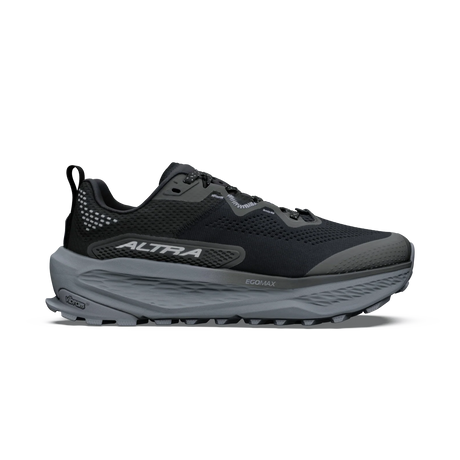 A black and gray trail running shoe shown from the side on a white background, featuring the brand name 'ALTRA' on the side panel. - Altra Olympus 7 Shoes (Women's) - Black/Silver/Castlerock