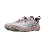 A pair of HOKA ALTRA trail running shoes in light gray and dusty mauve pink, shown from a three-quarters angle on a white background. - Altra Experience Wild 3+ Shoes (Women's) - Grey/Pearl