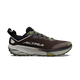 A single Altra trail running shoe in dark brown and black with olive green accents, shown in a side profile on a white background. - Altra Experience Wild 3+ Shoes (Men's) - Chocolate/Torte