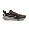 A single Altra trail running shoe in dark brown and black with olive green accents, shown in a side profile on a white background. - Altra Experience Wild 3+ Shoes (Men's) - Chocolate/Torte