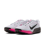 A pair of Nike running shoes in white and black with vibrant pink accents, shown from a three-quarters angle on a clean white background. - Nike ACG Pegasus Trail Shoes (Men's) - Pure Platinum/Black-Hyper Pink