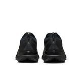 A pair of black athletic sneakers shown from the rear, featuring textured mesh uppers, zip closures, and chunky black midsoles on a solid white background. - Nike ACG Zegama Trail GORE-TEX Shoes (Men's) - Black/Anthracite