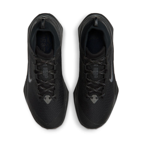 A pair of black athletic sneakers shown from a top-down view on a clean white background. - Nike ACG Zegama Trail GORE-TEX Shoes (Men's) - Black/Anthracite