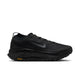 A black Nike running shoe with a textured mesh upper, a dark gray Swoosh logo, and a black Vibram outsole, shown in a side profile on a white background. - Nike ACG Zegama Trail GORE-TEX Shoes (Men's) - Black/Anthracite