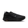A black Nike running shoe with a textured mesh upper, a dark gray Swoosh logo, and a black Vibram outsole, shown in a side profile on a white background. - Nike ACG Zegama Trail GORE-TEX Shoes (Men's) - Black/Anthracite