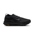 A black Nike running shoe with a textured mesh upper, a dark gray Swoosh logo, and a black Vibram outsole, shown in a side profile on a white background. - Nike ACG Zegama Trail GORE-TEX Shoes (Men's) - Black/Anthracite