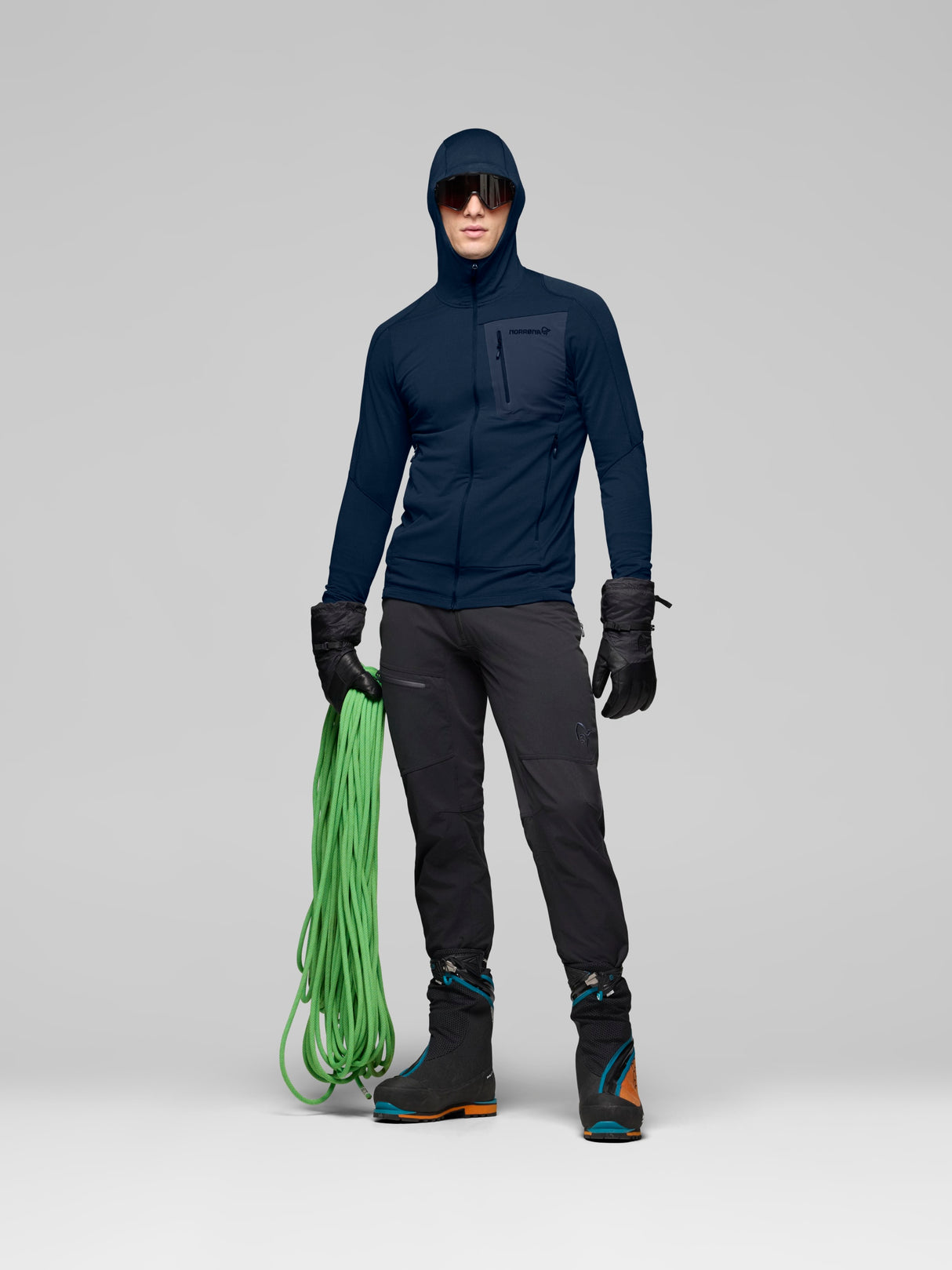Norrøna Falketind Power Grid Zip Hood (Men's) - Hoody - Hoodie - Hooded - Jacket - Indigo Night