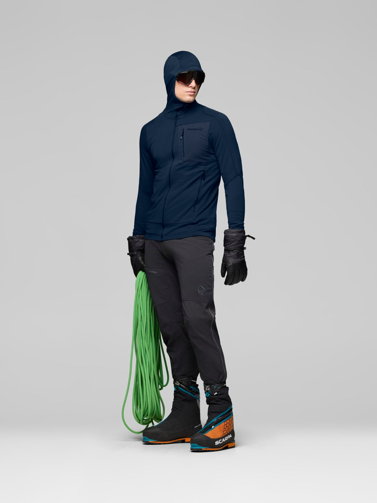 Norrøna Falketind Power Grid Zip Hood (Men's) - Hoody - Hoodie - Hooded - Jacket - Indigo Night