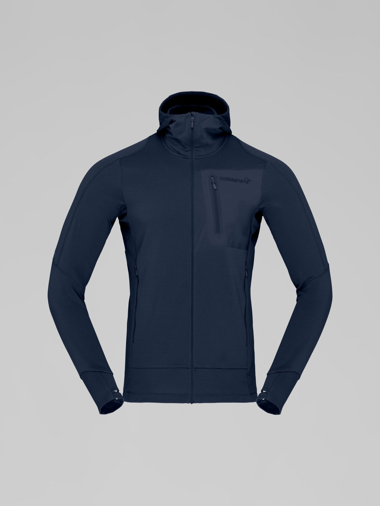 Norrøna Falketind Power Grid Zip Hood (Men's) - Hoody - Hoodie - Hooded - Jacket - Indigo Night