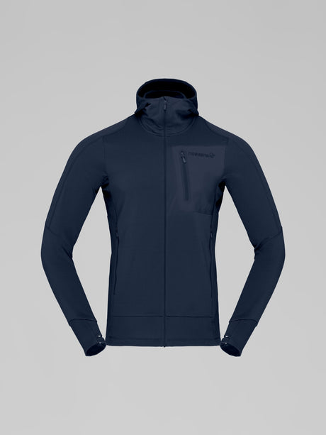 Norrøna Falketind Power Grid Zip Hood (Men's) - Hoody - Hoodie - Hooded - Jacket - Indigo Night