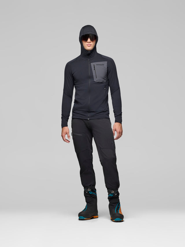 Norrøna Falketind Power Grid Zip Hood (Men's) - Hoody - Hoodie - Hooded - Jacket - Caviar