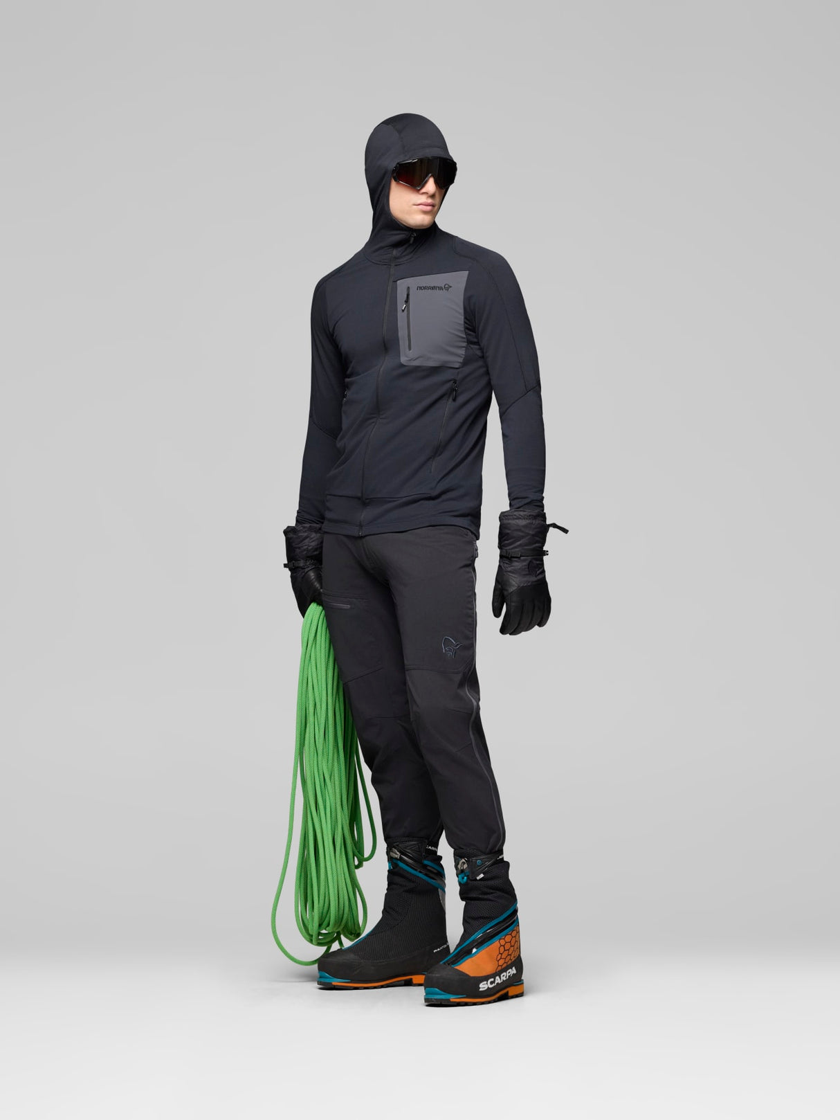 Norrøna Falketind Power Grid Zip Hood (Men's) - Hoody - Hoodie - Hooded - Jacket - Caviar