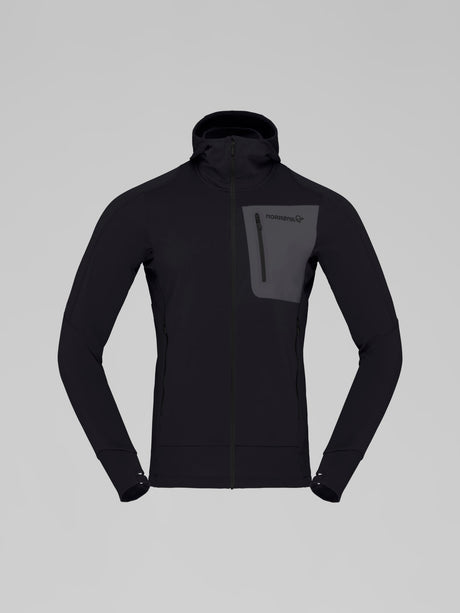 Norrøna Falketind Power Grid Zip Hood (Men's) - Hoody - Hoodie - Hooded - Jacket - Caviar