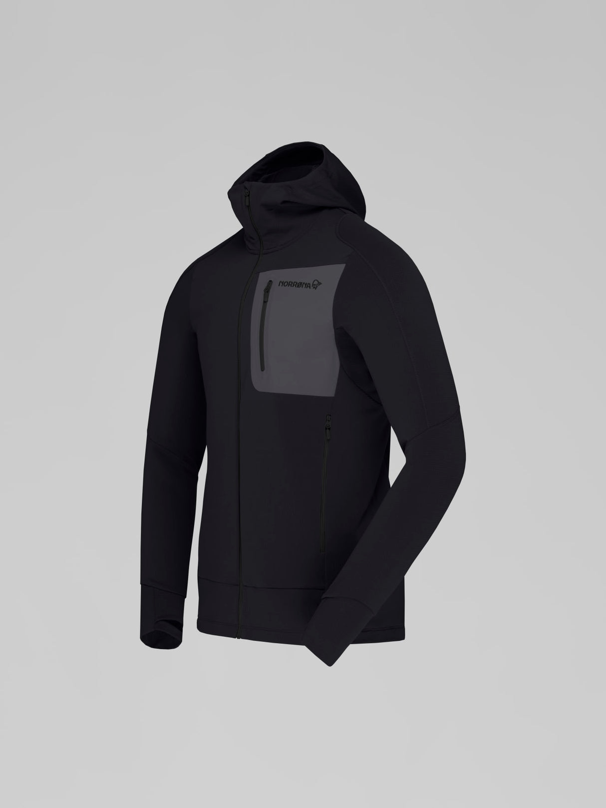 Norrøna Falketind Power Grid Zip Hood (Men's) - Hoody - Hoodie - Hooded - Jacket - Caviar