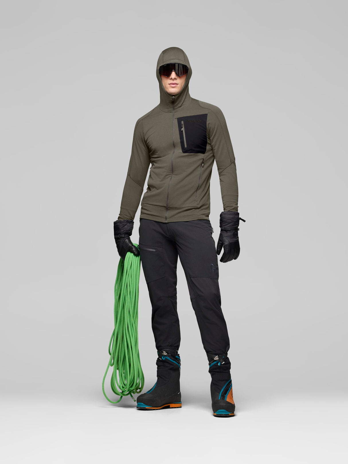 Norrøna Falketind Power Grid Zip Hood (Men's) - Hoody - Hoodie - Hooded - Jacket - Beluga