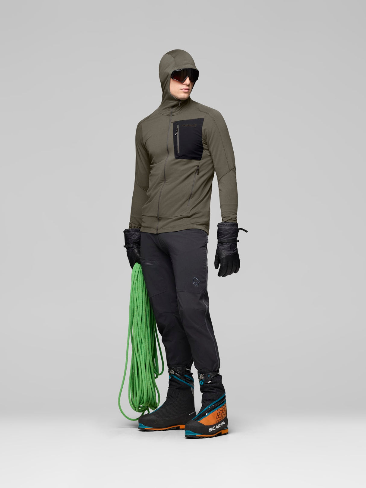 Norrøna Falketind Power Grid Zip Hood (Men's) - Hoody - Hoodie - Hooded - Jacket - Beluga