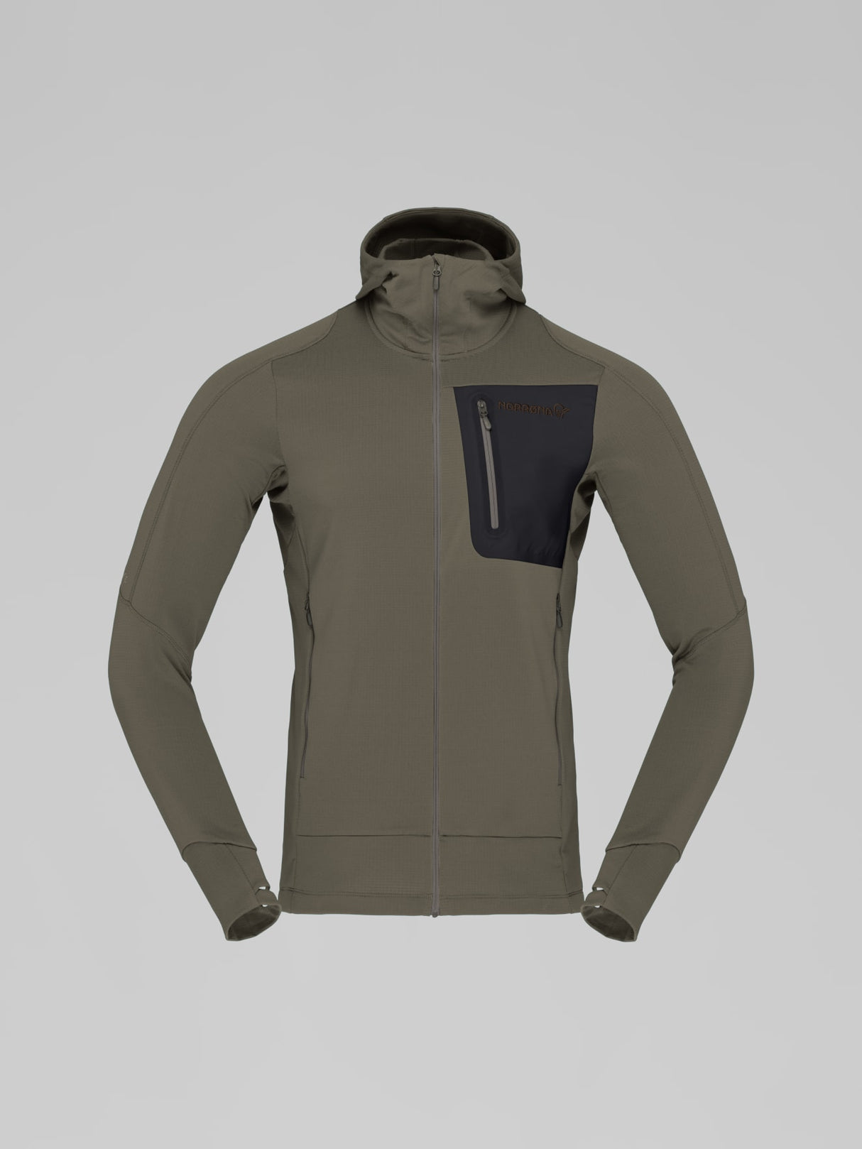 Norrøna Falketind Power Grid Zip Hood (Men's) - Hoody - Hoodie - Hooded - Jacket - Beluga