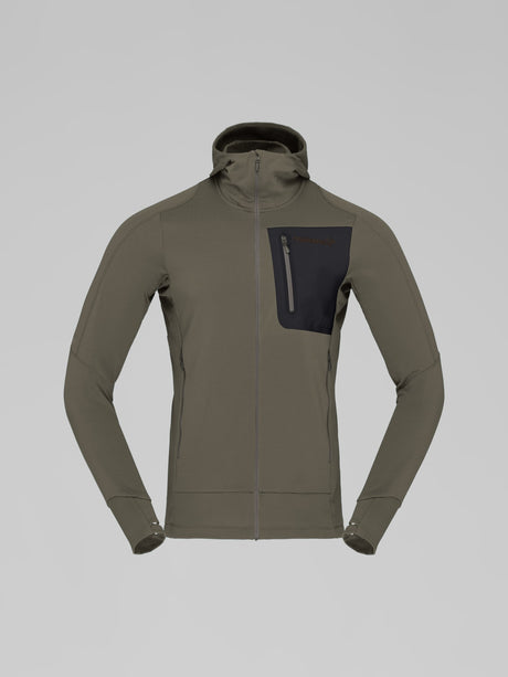 Norrøna Falketind Power Grid Zip Hood (Men's) - Hoody - Hoodie - Hooded - Jacket - Beluga