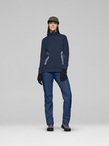 Norrøna Falketind Power Grid Zip Hood (Women's) - Hoodie - Hoody - Hooded - Jacket - Indigo Night - Blue