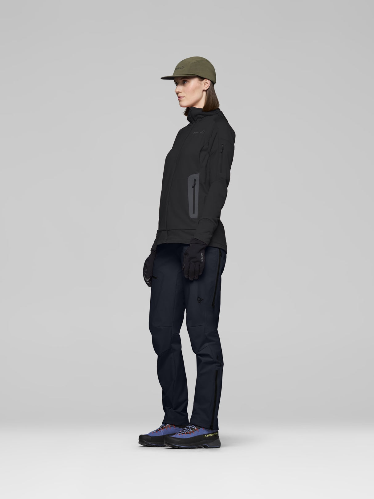 Norrøna Falketind Power Grid Zip Hood (Women's) - Hoodie - Hoody - Hooded - Jacket - Caviar - Black
