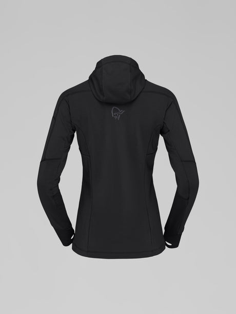 Norrøna Falketind Power Grid Zip Hood (Women's) - Hoodie - Hoody - Hooded - Jacket - Caviar - Black