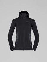Norrøna Falketind Power Grid Zip Hood (Women's) - Hoodie - Hoody - Hooded - Jacket - Caviar - Black