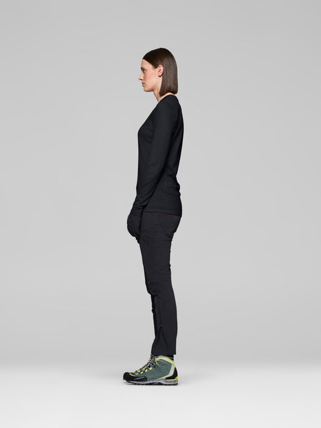 Norrøna Falketind EqualiserUll Long Sleeve (Women's) - T-Shirt - Tee Shirt - Caviar - Black