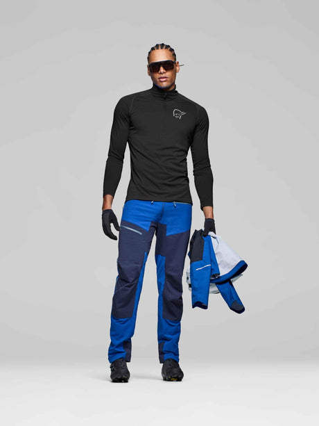 Norrøna Fjørå Equaliser Zip Neck (Men's) - Tee Shirt - T-Shirt - Caviar - Black