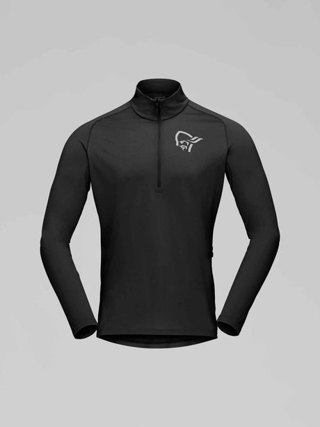 Norrøna Fjørå Equaliser Zip Neck (Men's) - Tee Shirt - T-Shirt - Caviar - Black