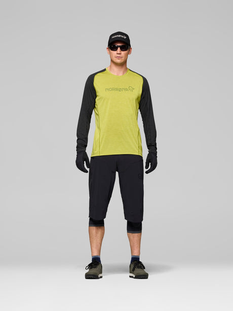 Norrøna Fjørå Equaliser Lightweight Long Sleeve (Men's) - Golden Lime/Caviar Black