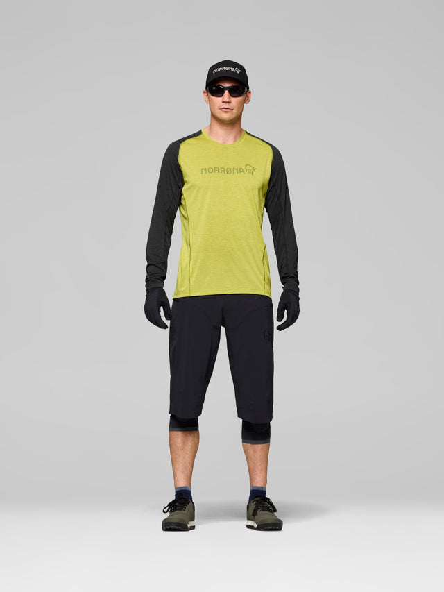 Norrøna Fjørå Equaliser Lightweight Long Sleeve (Men's) - Golden Lime/Caviar Black
