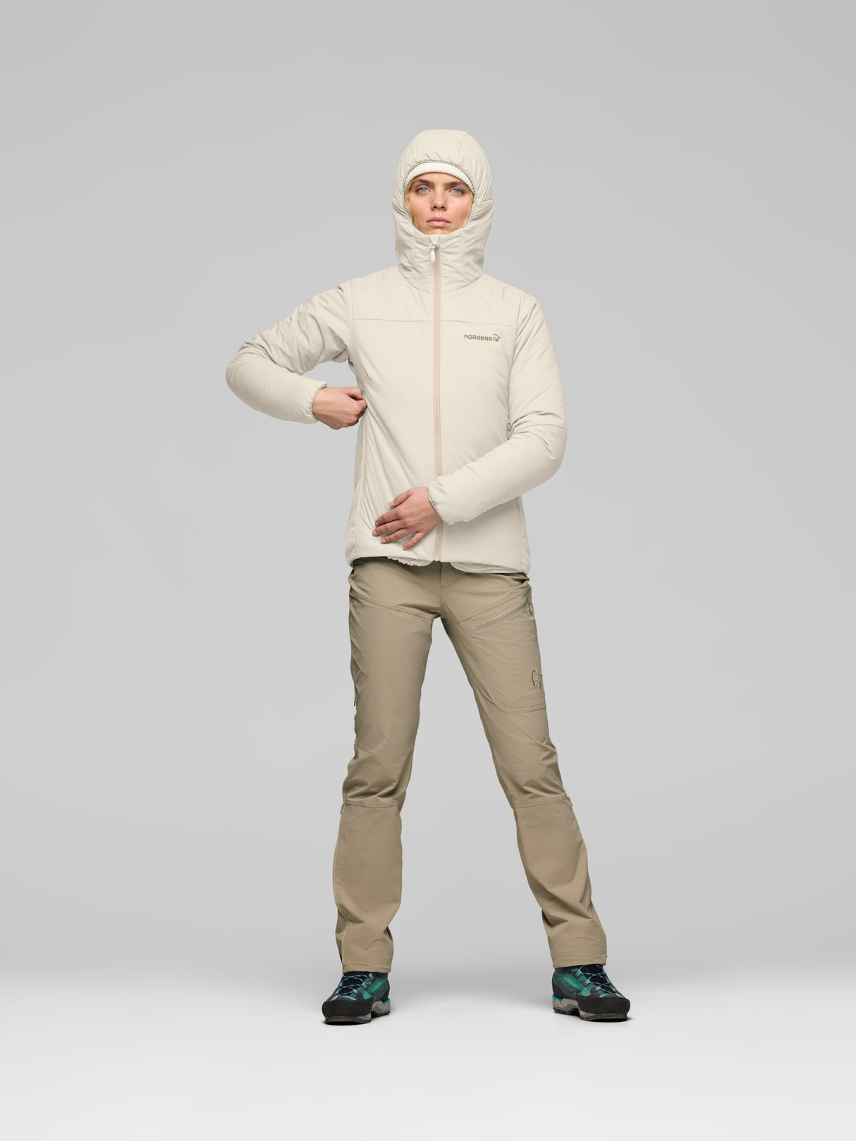 Norrøna Femund Thermo60 Zip Hood (Women's) - Hooded - Hoody - Hoodie - Jacket - Oatmeal - White