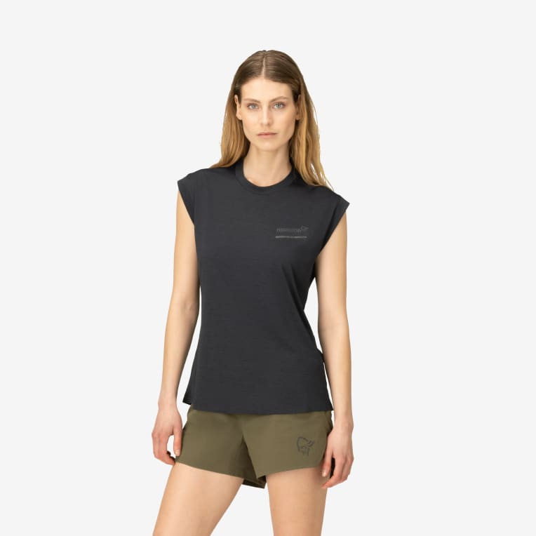 Norrona Senja Equaliser Sleeveless T-Shirt (Women's) - Caviar - Find Your Feet Hobart Launceston Tasmania