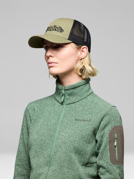 Norrøna /29 Snap Back Trucker Mesh Cap - Olive Night/Caviar Black