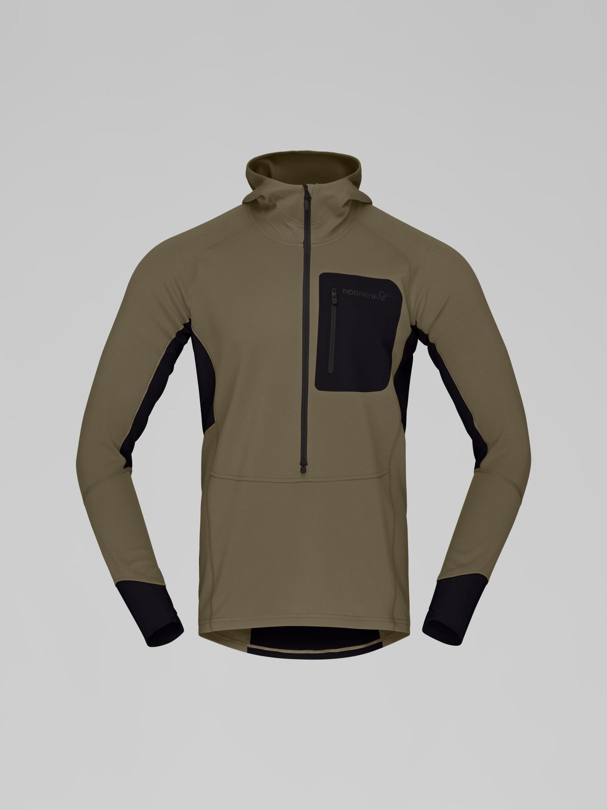 Norrøna Senja Warm1 Hood (Men's) - Hooded - Hoody - Hoodie - Pullover - Sweater - Jumper - Olive Night - Olive Green