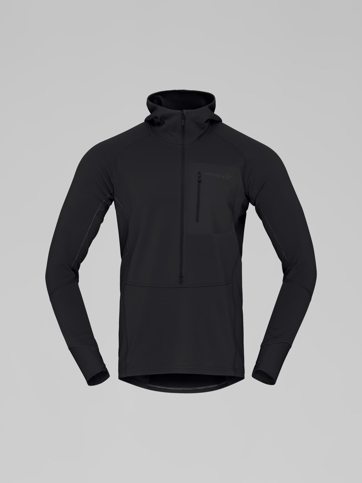 Norrøna Senja Warm1 Hood (Men's) - Hooded - Hoody - Hoodie - Pullover - Sweater - Jumper - Caviar - Black