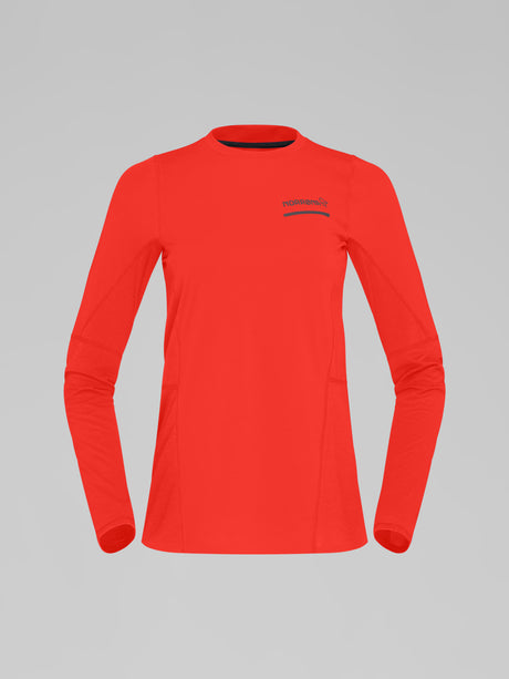 Norrøna Senja Equaliser Lightweight Long Sleeve (Women's) - T-Shirt - Tee Shirt - Shirt - Arednalin - Red - Orange