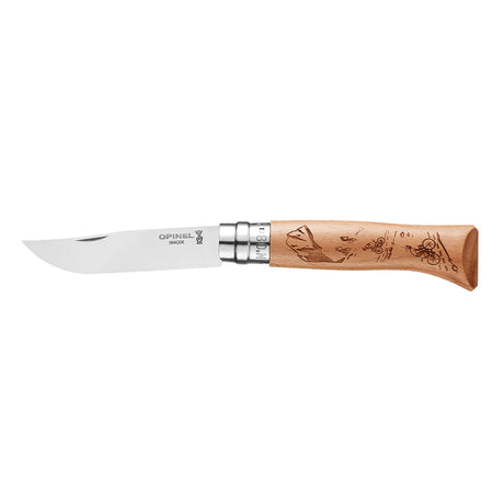 Opinel N°08 Limited Edition Engraved Handle Folding Knife - Alpine Adventures - Biking - Find Your Feel Australia Hobart Launceston Tasmania