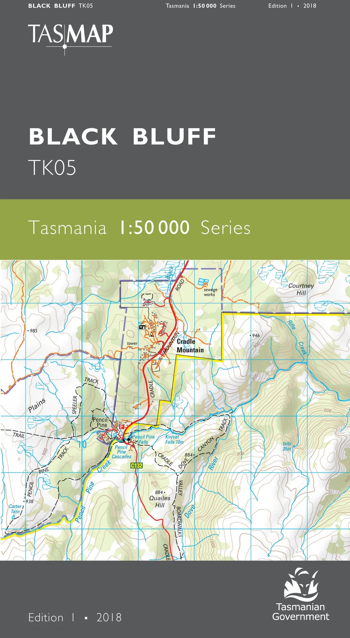 Map of Black Bluff with Tasmap branding - Tasmap 1:50000 Topographic/Cadastral Maps - Black Bluff