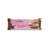 A packaged protein indulgence bar in pink wrapper with chocolate cake graphics and sprinkles, labeled macromike Protein Indulgence Bar Chocolate Birthday Cake Flavored. - Macro Mike Protein Indulgence Bar (50g) - Chocolate Birthday Cake