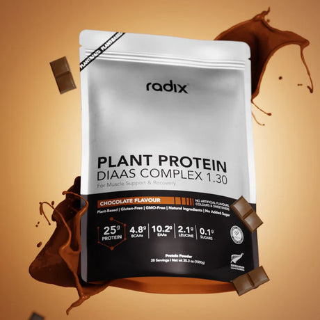Radix Nutrition Plant Protein DIAAS Complex 1.30 - Chocolate - 1kg Bag - Find Your Feet Australia Hobart Launceston Tasmania