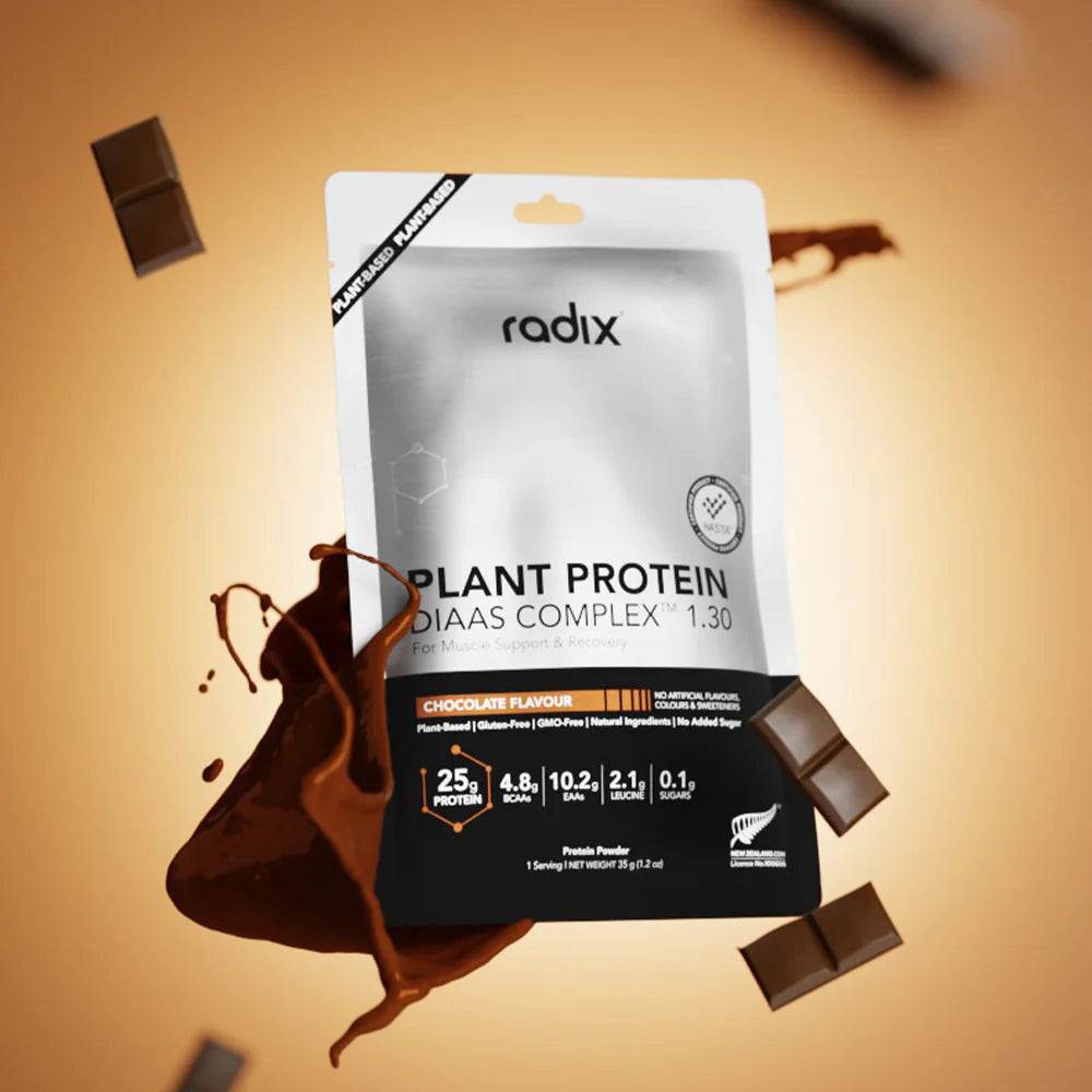 Radix Nutrition Plant Protein DIAAS Complex 1.30 - Chocolate - Single Serve - Find Your Feet Australia Hobart Launceston Tasmania