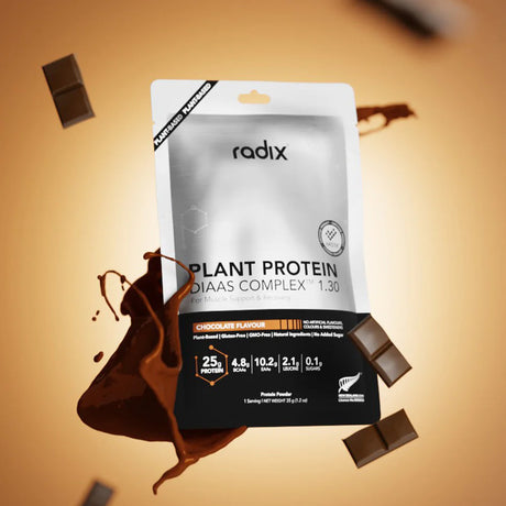 Radix Nutrition Plant Protein DIAAS Complex 1.30 - Chocolate - Single Serve - Find Your Feet Australia Hobart Launceston Tasmania